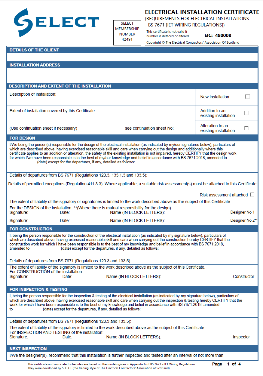 Building Certificate
