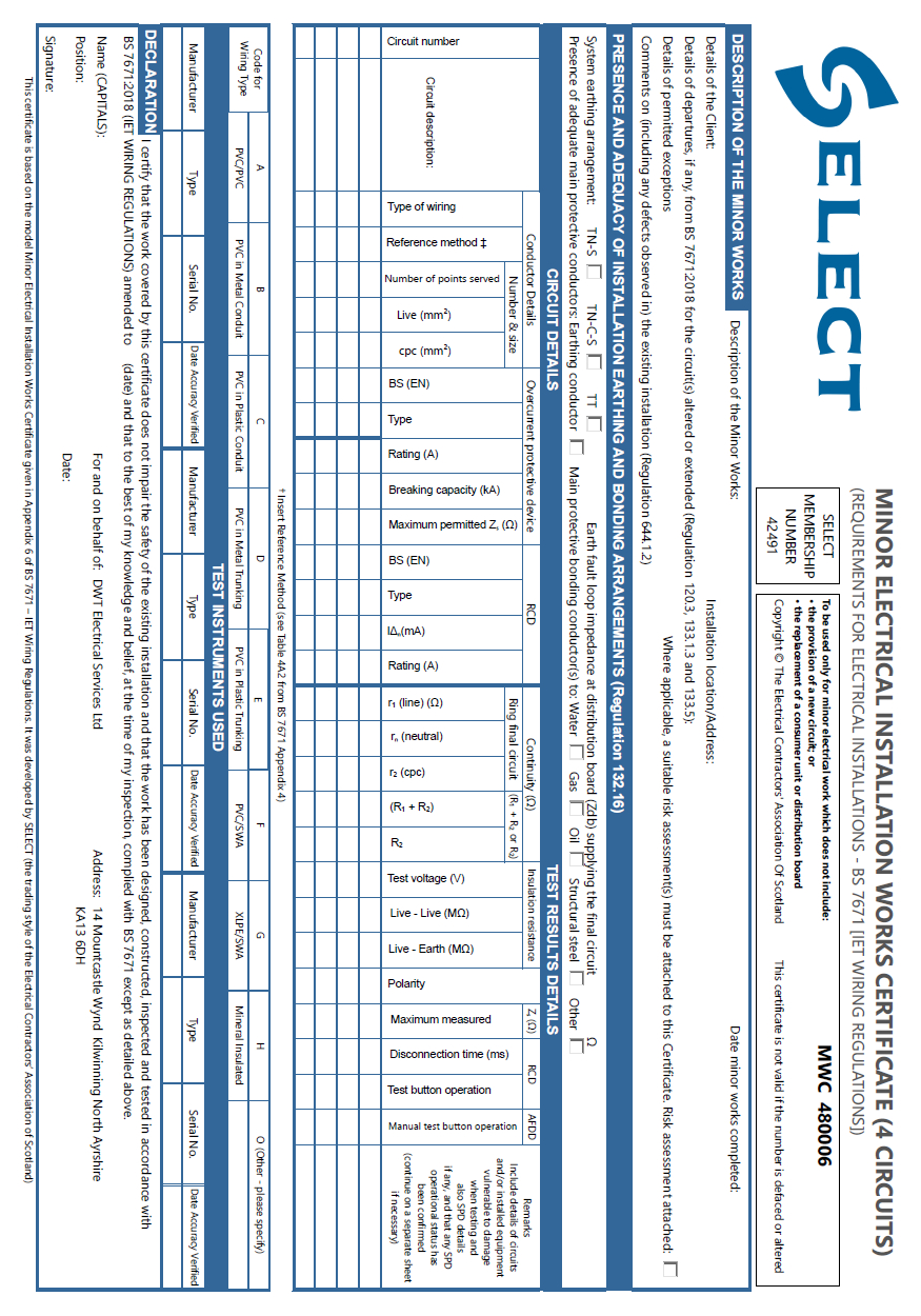 Building Certificate